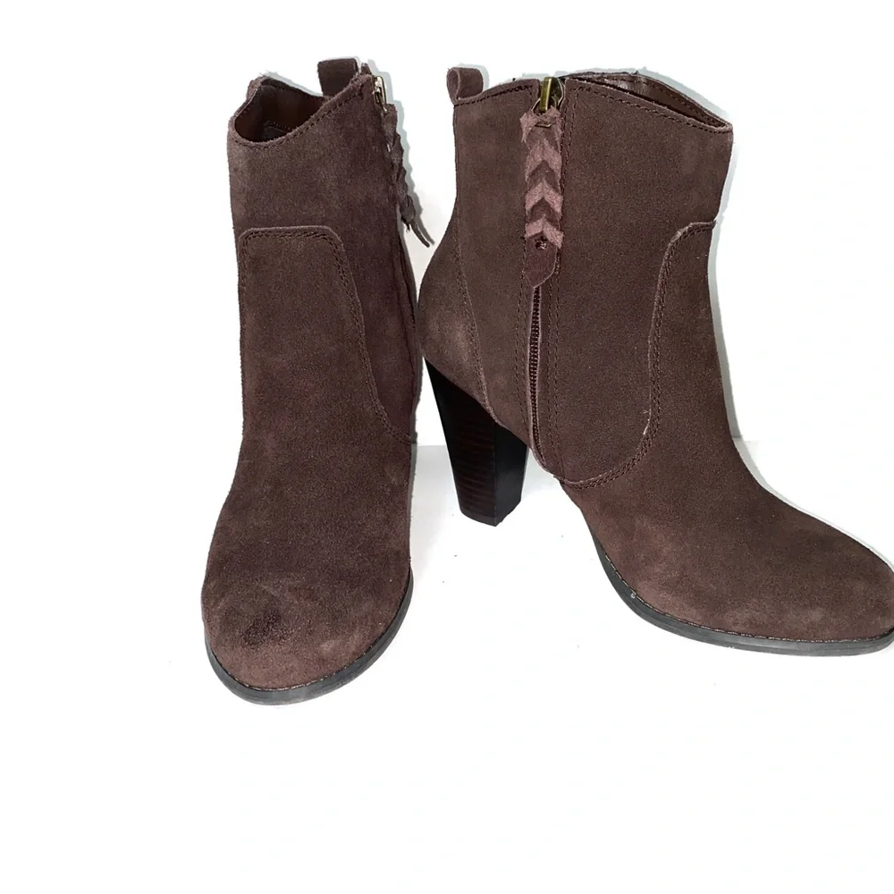 Very‎ Volatile Brown Leather Booties braided heel